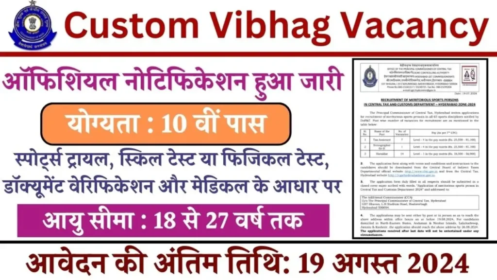 Custom Vibhag Vacancy